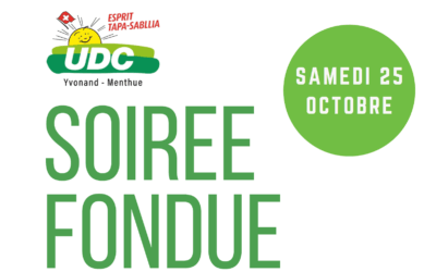 Le 25 octobre 2025, l’UDC Yvonand-Menthue vous attend pour son rendez-vous annuel.